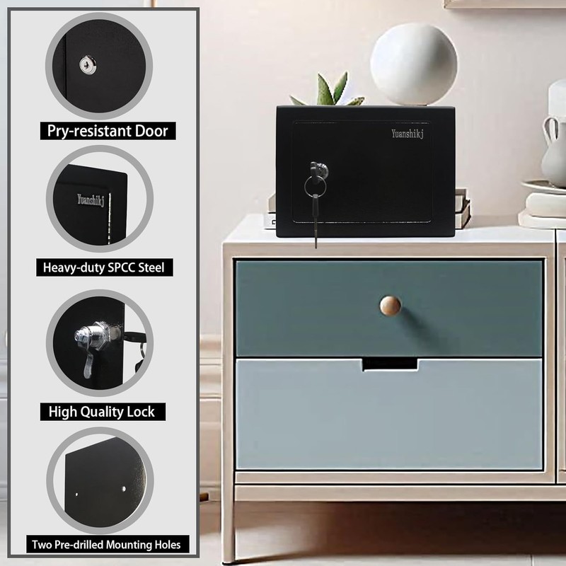 Versatile Wall Mount Safe Box with Key Lock - Ideal for Cash & Jewelry Storage gallery