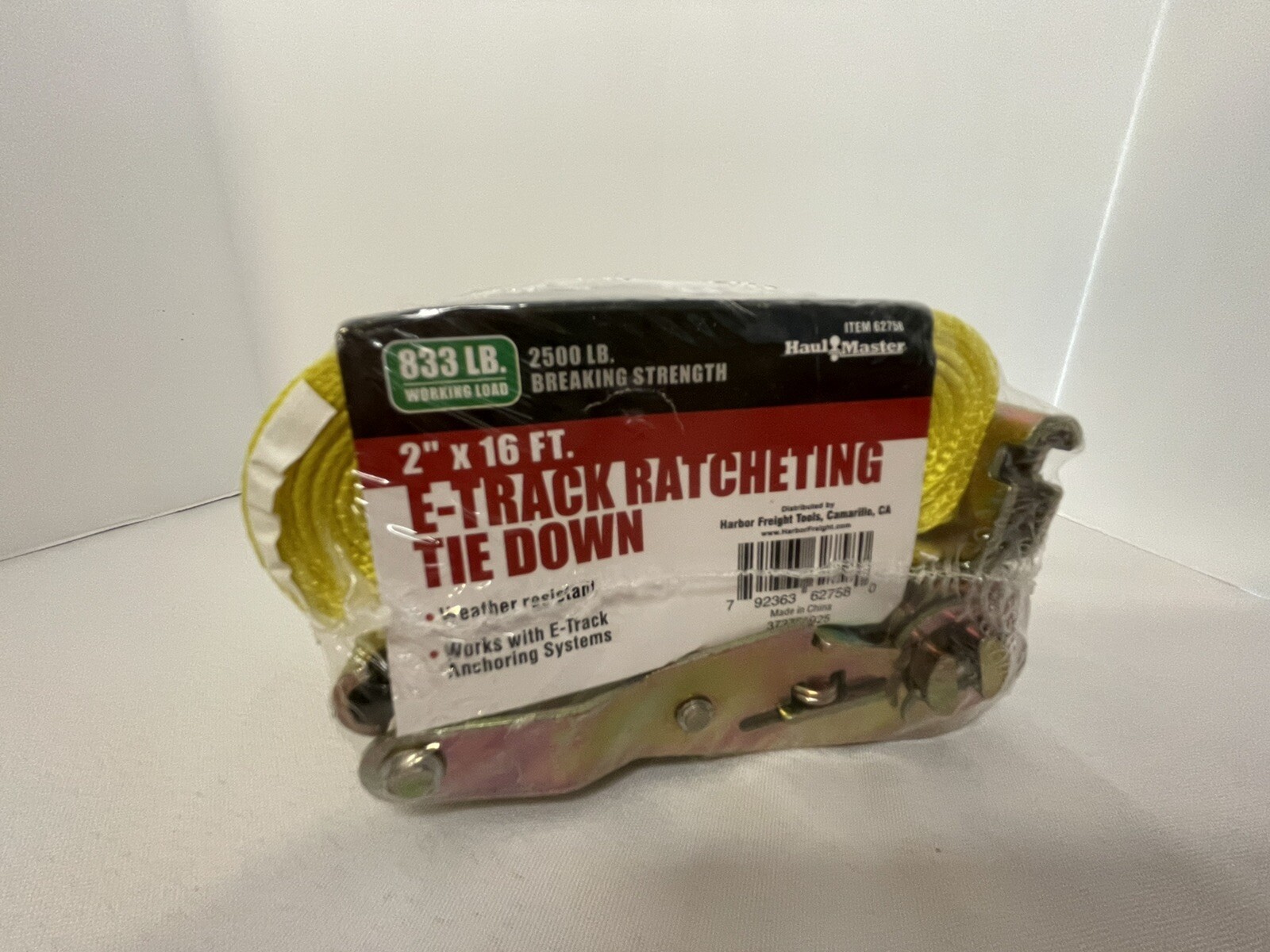 Haul Master E-Track Ratcheting Tie Down 2"x16' Item 62758 New Sealed 833lb Load gallery