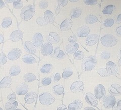 Off White silver- blue eucalyptus trail leaves faux fabric textured Wallpaper 3D