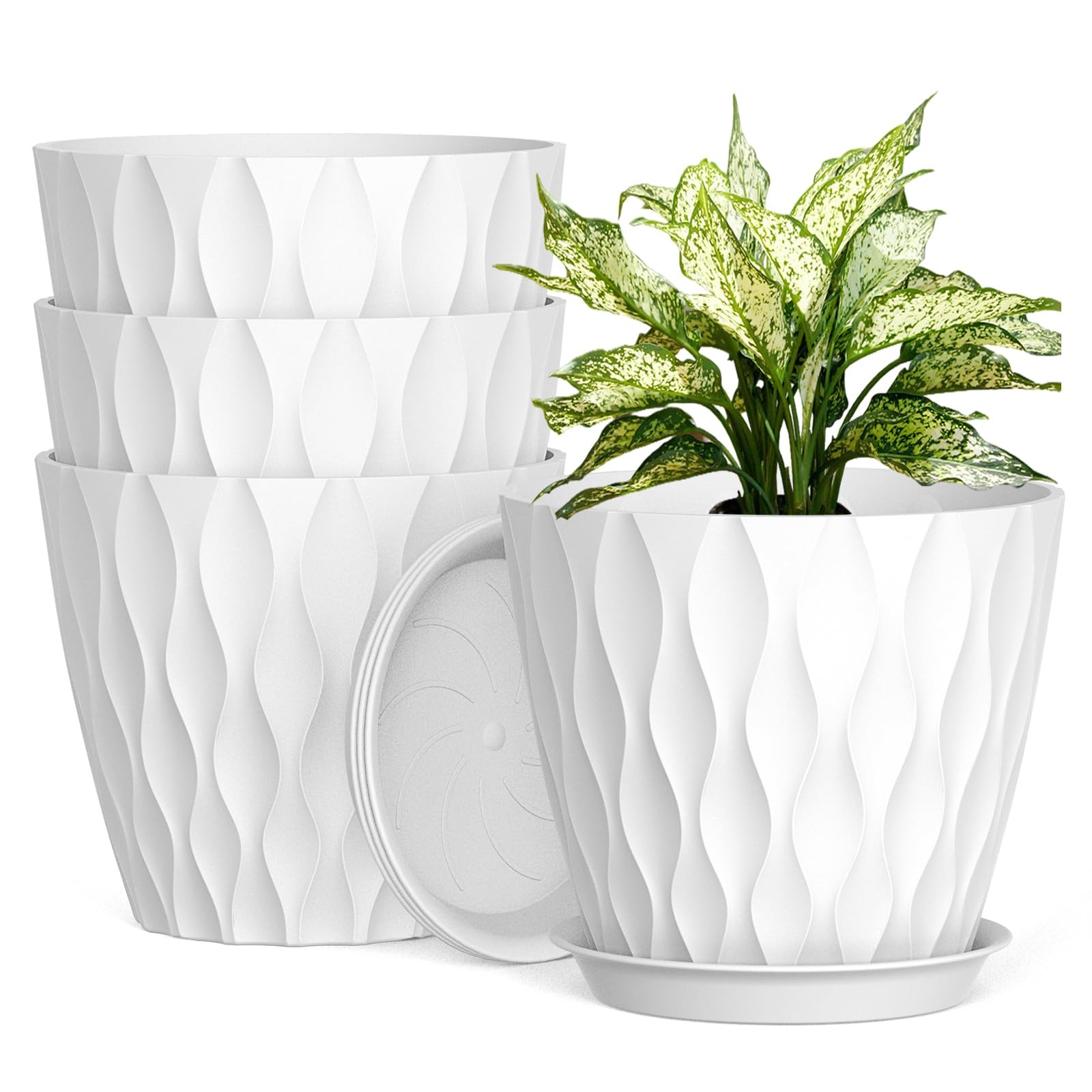 8Inch Plastic Plant Pots with Drainage 4 Pack Indoor Outdoor Planters gallery