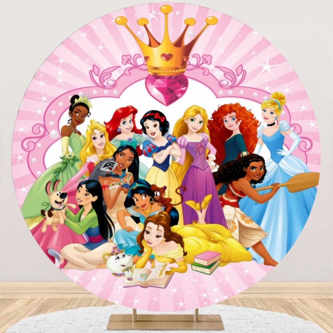 Round Princess Backdrop Girls Birthday Party Circle Background Banner Decor gallery