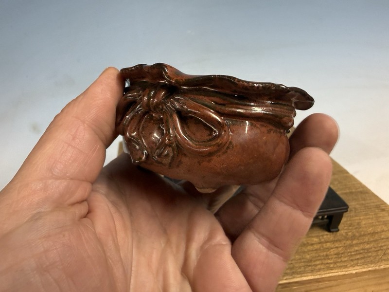 Japanese Unknown Maker Shohin Bonsai Tree Pot 3 1/8 By 1 3/4” Red Basket Glaze gallery
