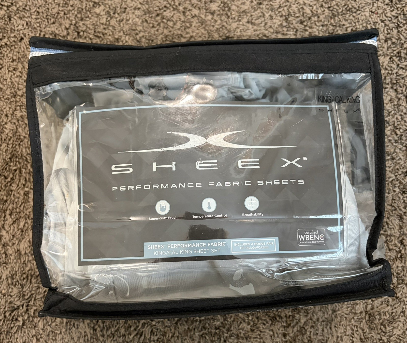 Sheex Original Performance King/Cal King Flat Sheet & Pillowcase Pearl Blue Gray gallery