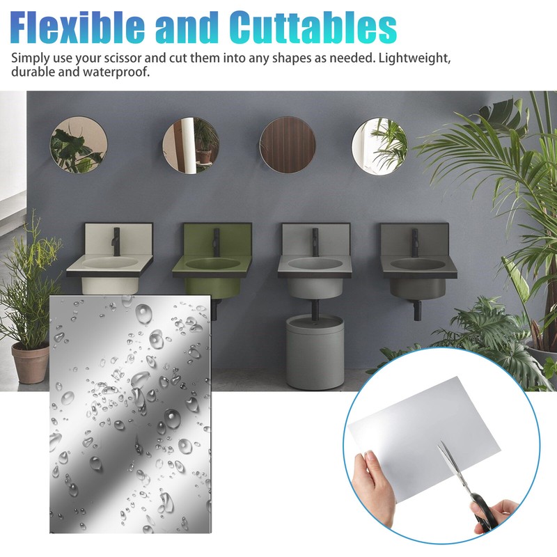12Pcs 2-Size Self Adhesive Mirror Sheets Reflective Wall Sticker Film Home Decor gallery