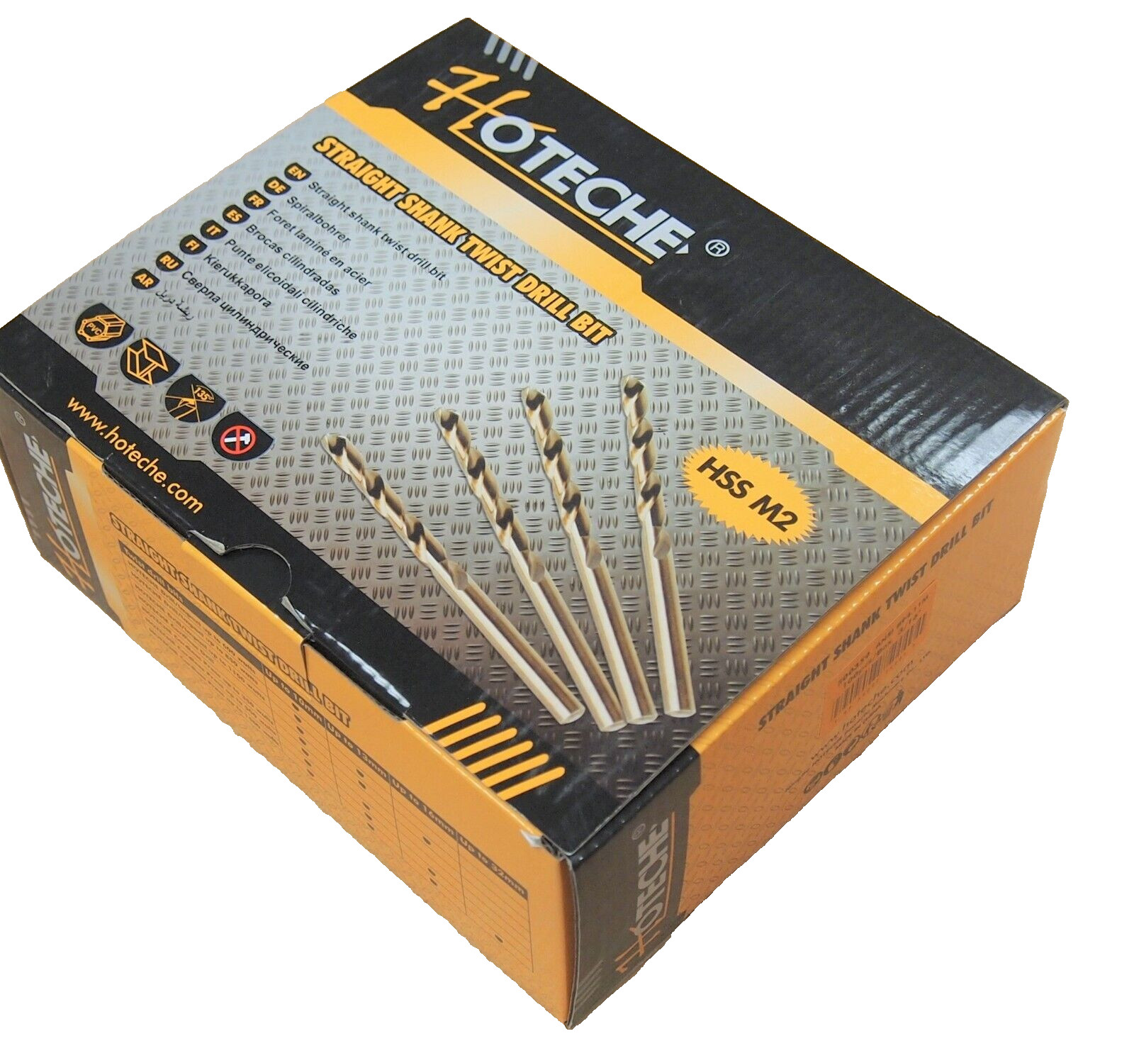 Hoteche 100 PC 3/16" x 3-1/2" M2 HSS Drill Bits Full Grounded Titanium 500359A gallery