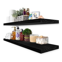 Sorbus Solid Wood Floating Shelves for Wall – Long 35” Wooden Shelves, Set of 2