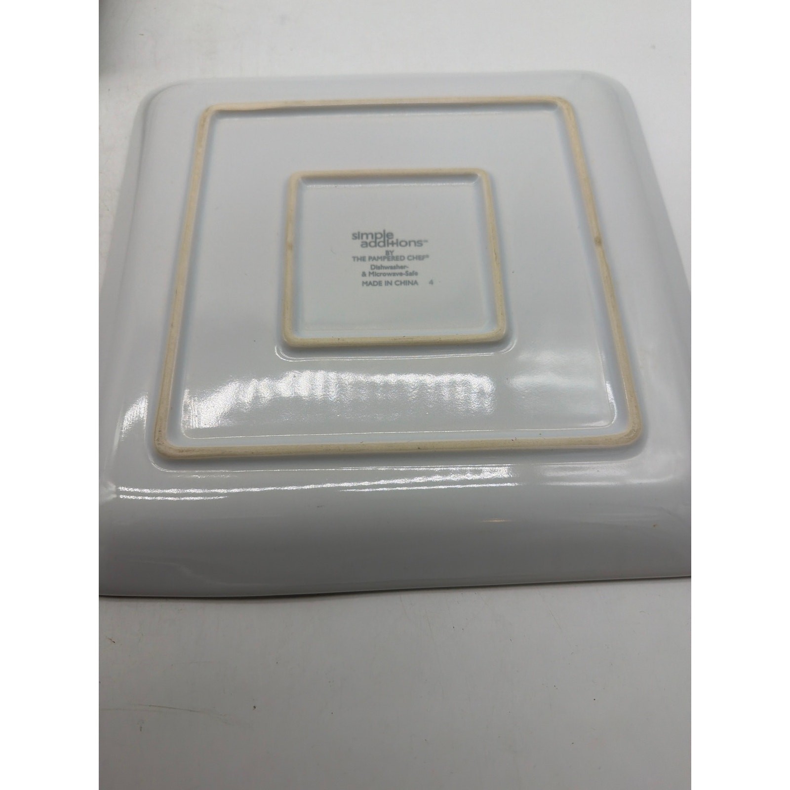 4 Pampered Chef Simple SIMPLE ADDITIONS 10" Square White Dinner Plates gallery