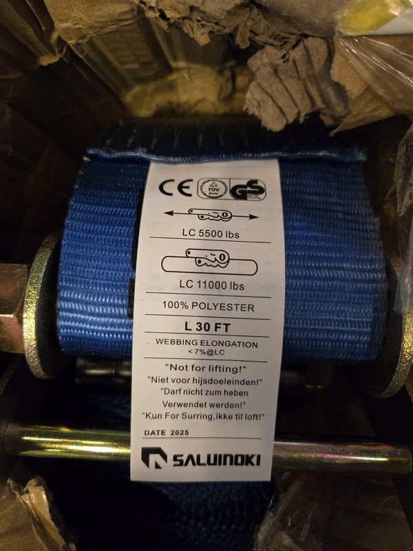 SALUINOKI Blue Polyester Tie Down Strap 5500 lbs WLL 30 ft x 4in 11000 lbs BS gallery