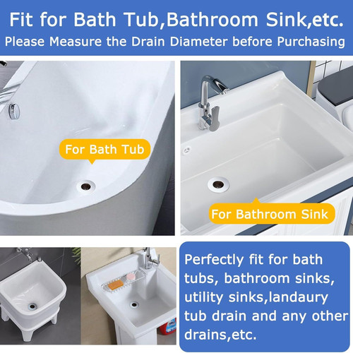 3PCS Bathroom Sink Drain Strainers for 1"-1.6" Depth Than 1.6" Silver gallery