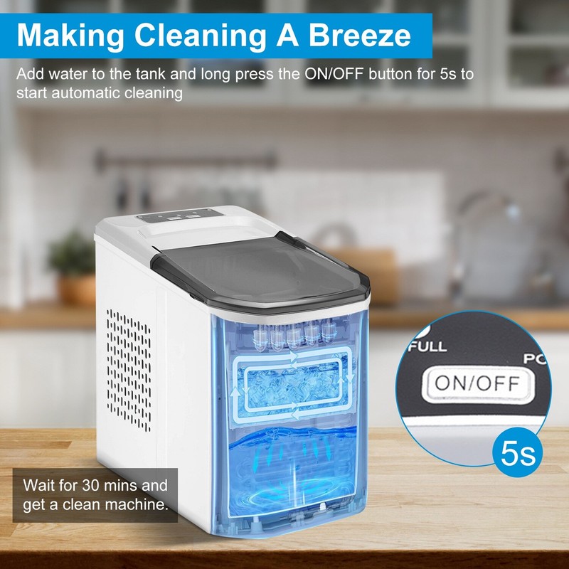 Countertop Ice Maker with Scoop 9 Cubes Ready in 6 Mins 33Lbs/24H Self-cleaning gallery