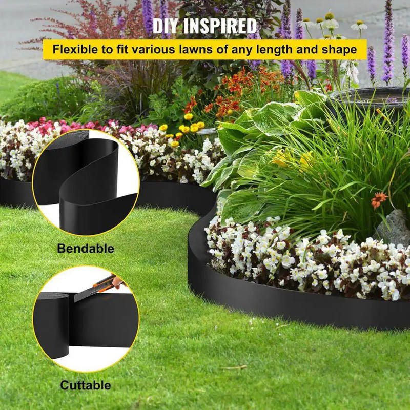 150 Ft Total Length ,10 Inch Width Black Plastic Edging, Recycled HDPE Coiled Te gallery