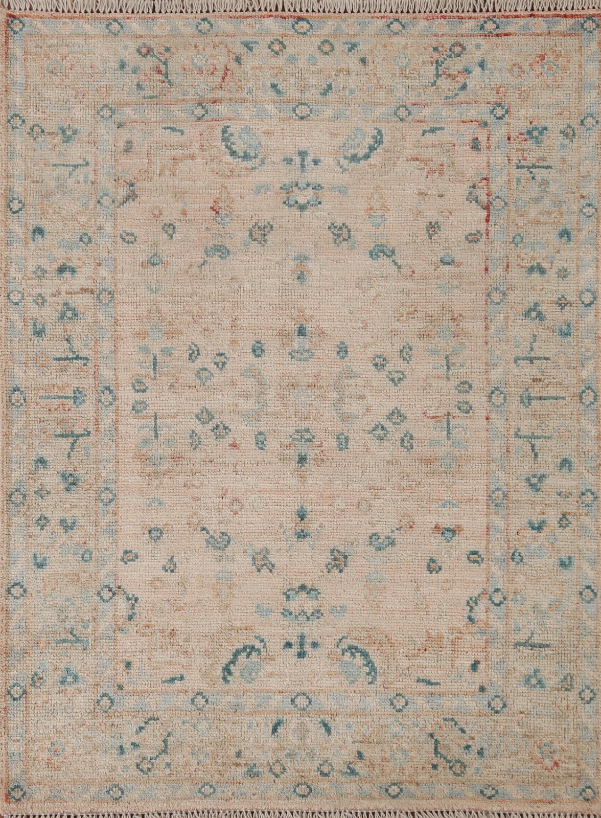 Muted Geometric Oushak Turkish Rug 3x4 Wool Hand-knotted Oriental Foyer Carpet gallery