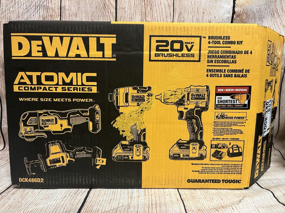 Dewalt (DCK486D2) ATOMIC 20V 4-Tool Combo Kit w/2x 2.0Ah Batt &Charger