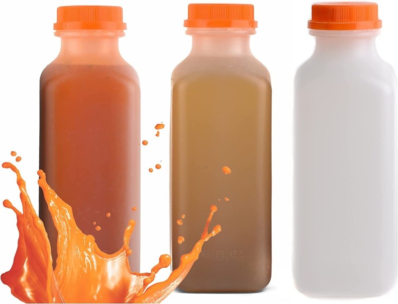 150 Pack Empty Translucent Plastic Juice Bottles with Tamper Evident Caps 16 Oz. gallery