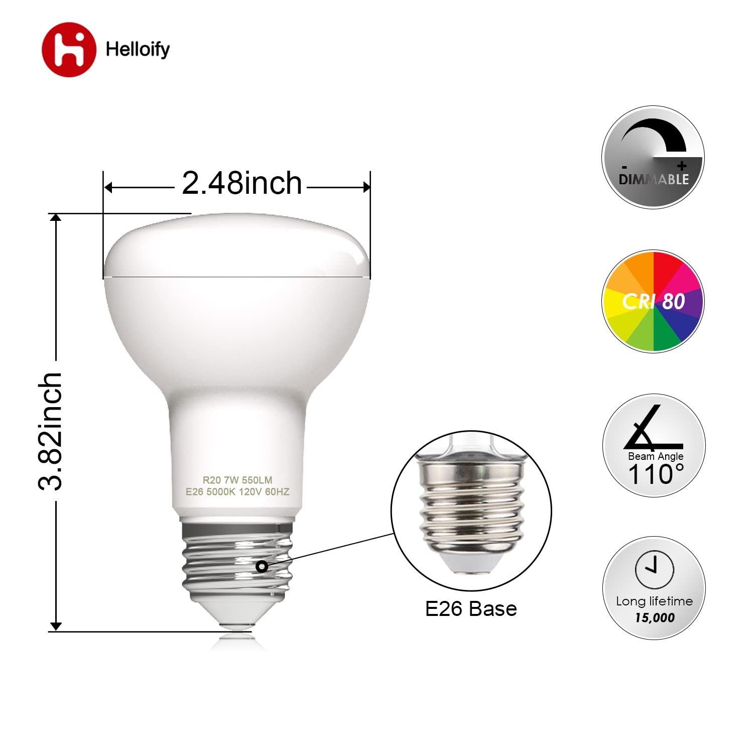 Dimmable R20/BR20 Flood Light Bulb, 7W, 50W Equivalent, 5000K Daylight White,... gallery