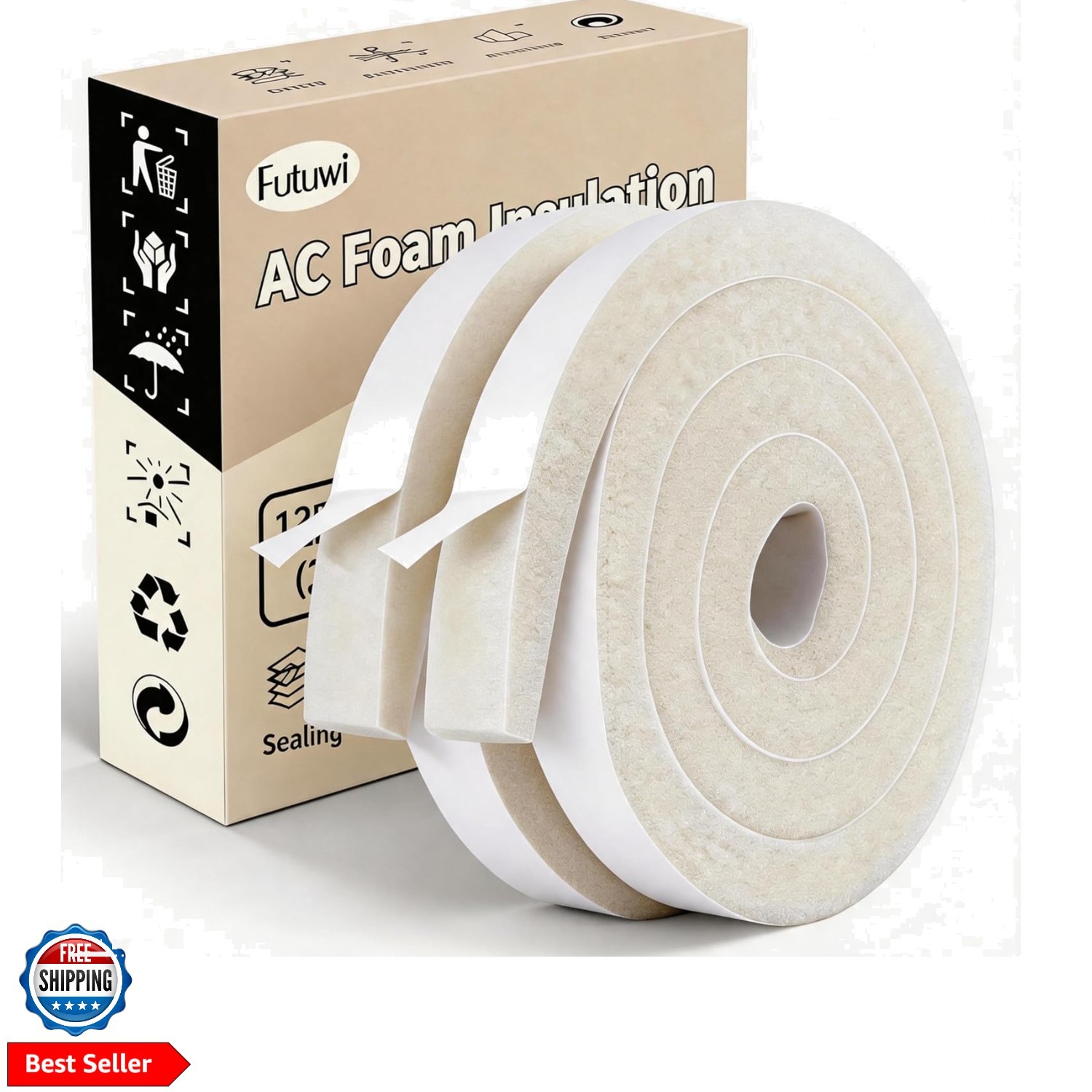 Air Conditioner Foam-2 Rolls, 1 Inch Wide X 1 Inch Thick Total 13 Feet Long, ... gallery