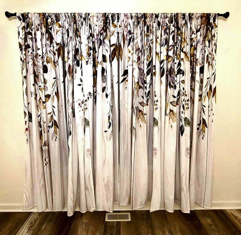 RiyiDecor Green Eucalyptus Leaves Curtains 52x84 **preowned, Beautiful** gallery