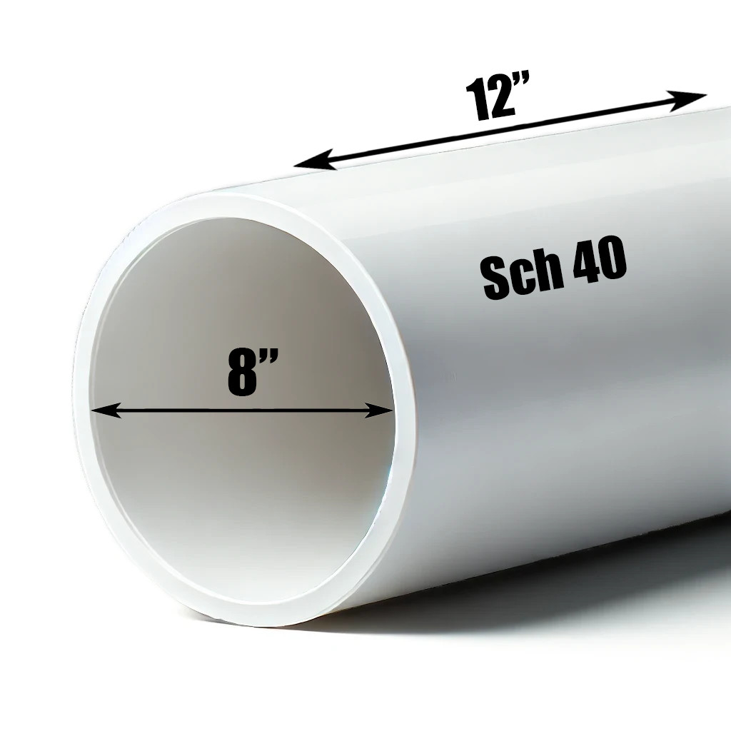 8" PVC Pipe | Schedule 40 | Custom Cut Lengths 12"-96" | Plumbing & Culvert Pipe gallery