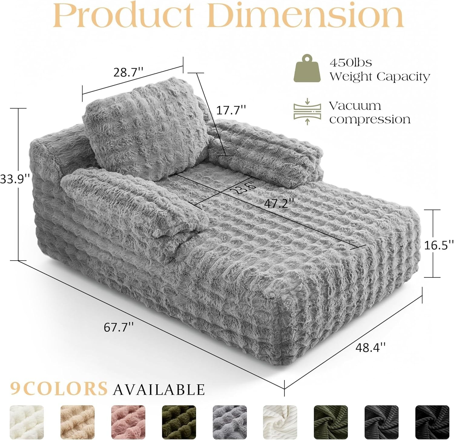 Upholstered Oversized Chaise Lounge Chair Sleeper Sofa with Soft Pillow&Armrest gallery