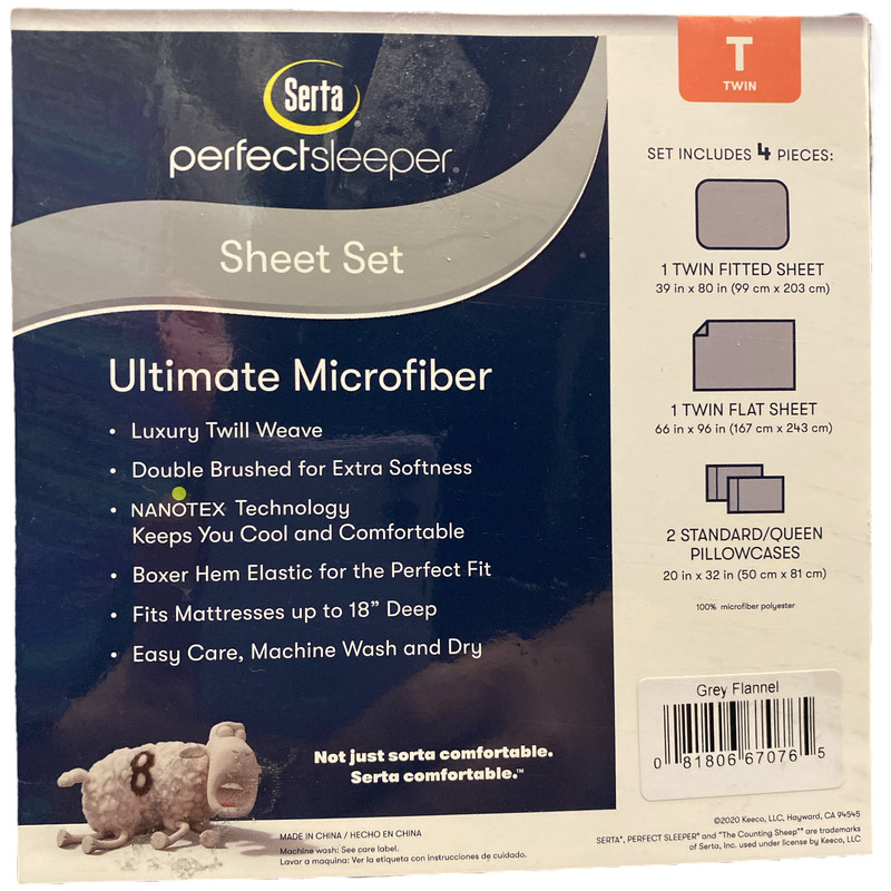 Serta Perfect Sleeper Ultimate Microfiber 4 Piece Sheet Set, Grey, Twin gallery