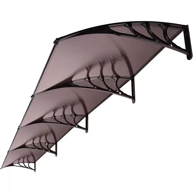 13 Ft. Polycarbonate Window Door Fixed Awning (11 In. H X 38 In. D) in Brown and gallery