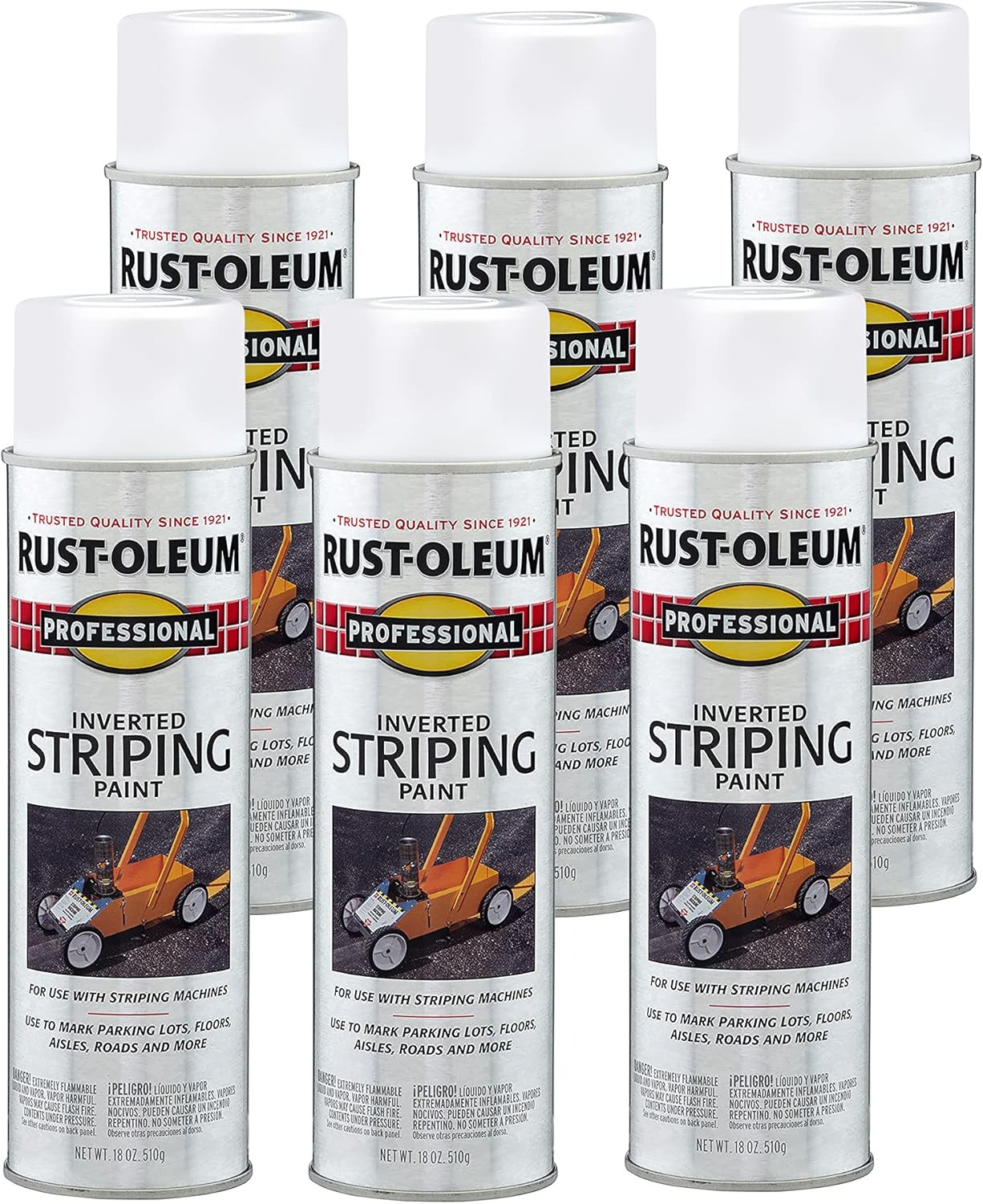 Rust-Oleum Professional Inverted Striping Spray Paint 18oz 6-Pack Bright Marking gallery