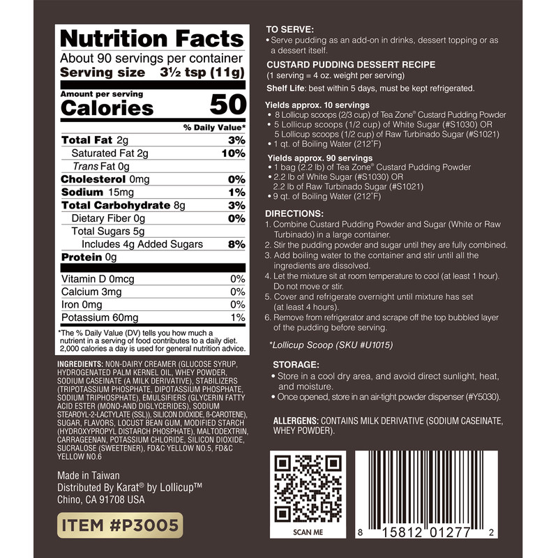 Tea Zone Custard Pudding Mix - Bag (2.2 lbs), P3005 gallery