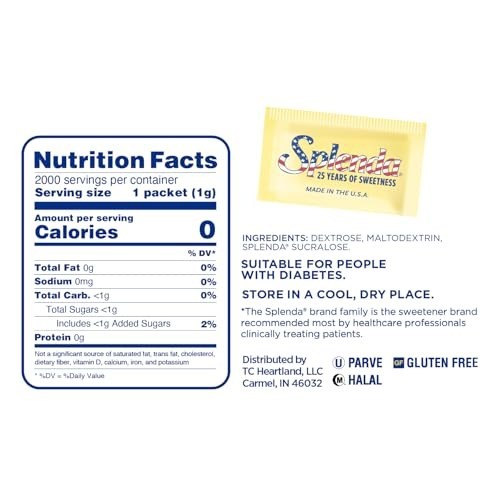 SPLENDA Zero Calorie Sweetener, 2000 Count Packets gallery