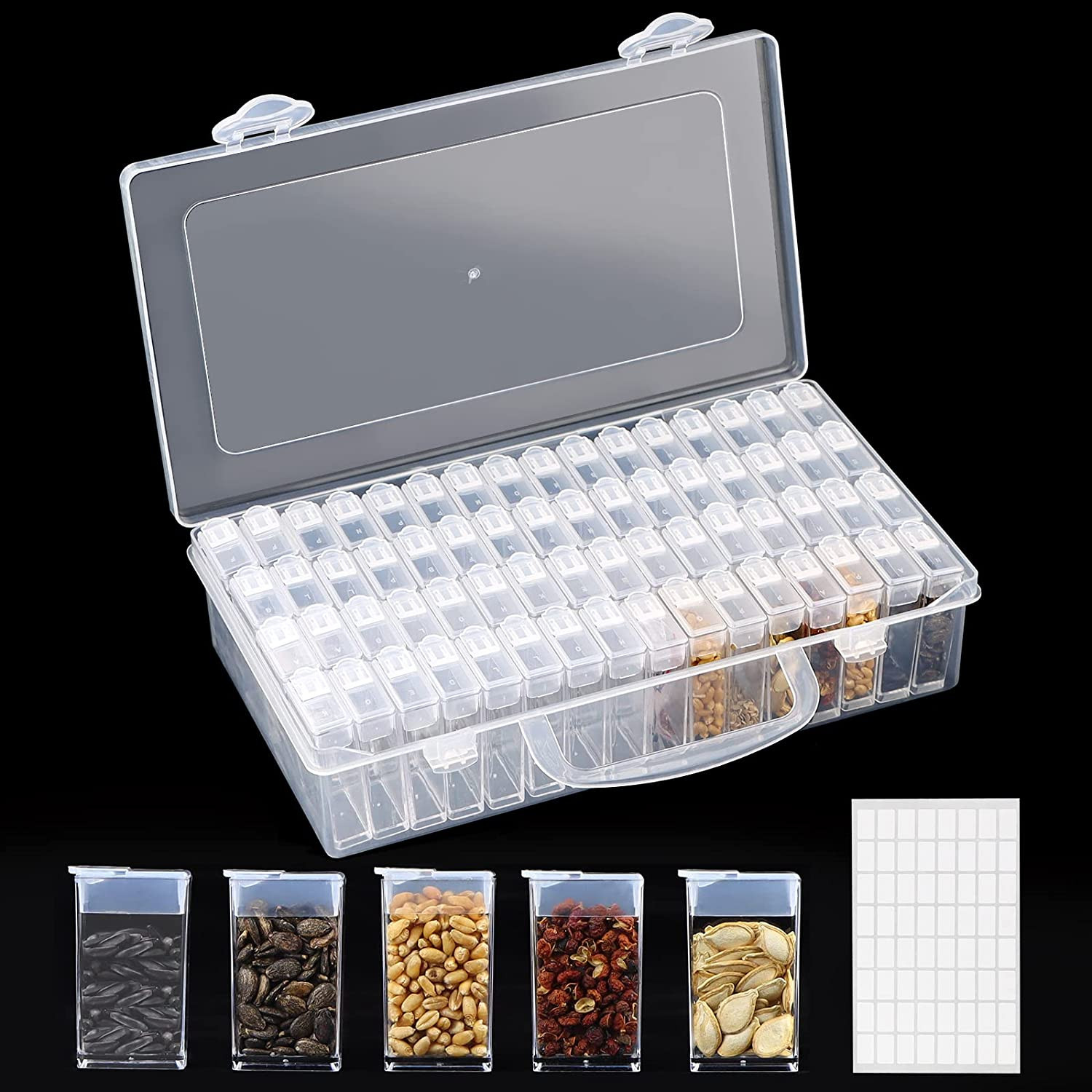 64-Slots Seed Storage Organizer Box with Label Stickers, Seed Storage Container gallery