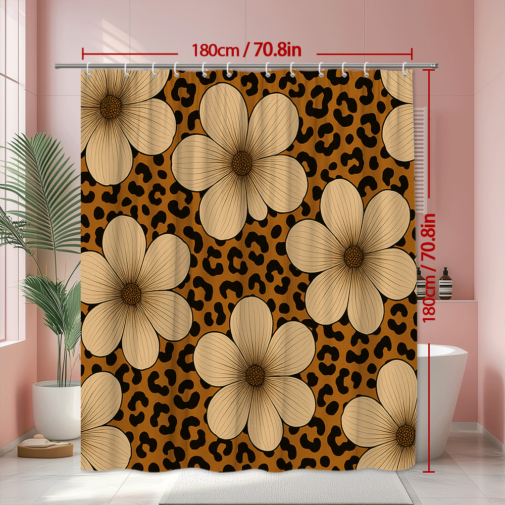 Leopard Floral Shower Curtain - Stylish Bathroom Decor gallery