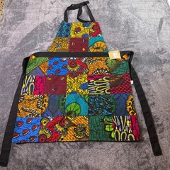 Amani Ya Juu Uganda Patchwork Apron Fair Trade African Wax Print Multicolor New