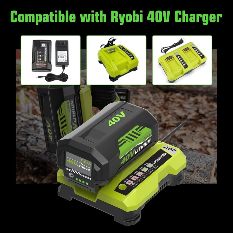 7500mAh Extend Capacity Replacement for Ryobi 40V Battery Compatible with Ryobi gallery