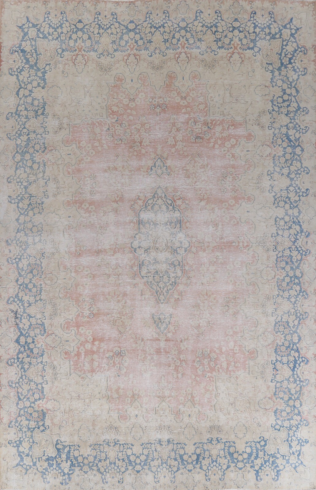 Antique Kirman Distressed Area Rug 10x13 Muted Evenly Low Pile Hand-knotted Wool gallery