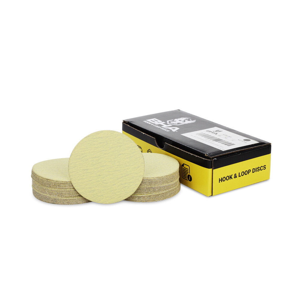 BHA 3" Inch Gold Hook & Loop Sanding Discs Orbital DA Sandpaper - 50 Pack gallery