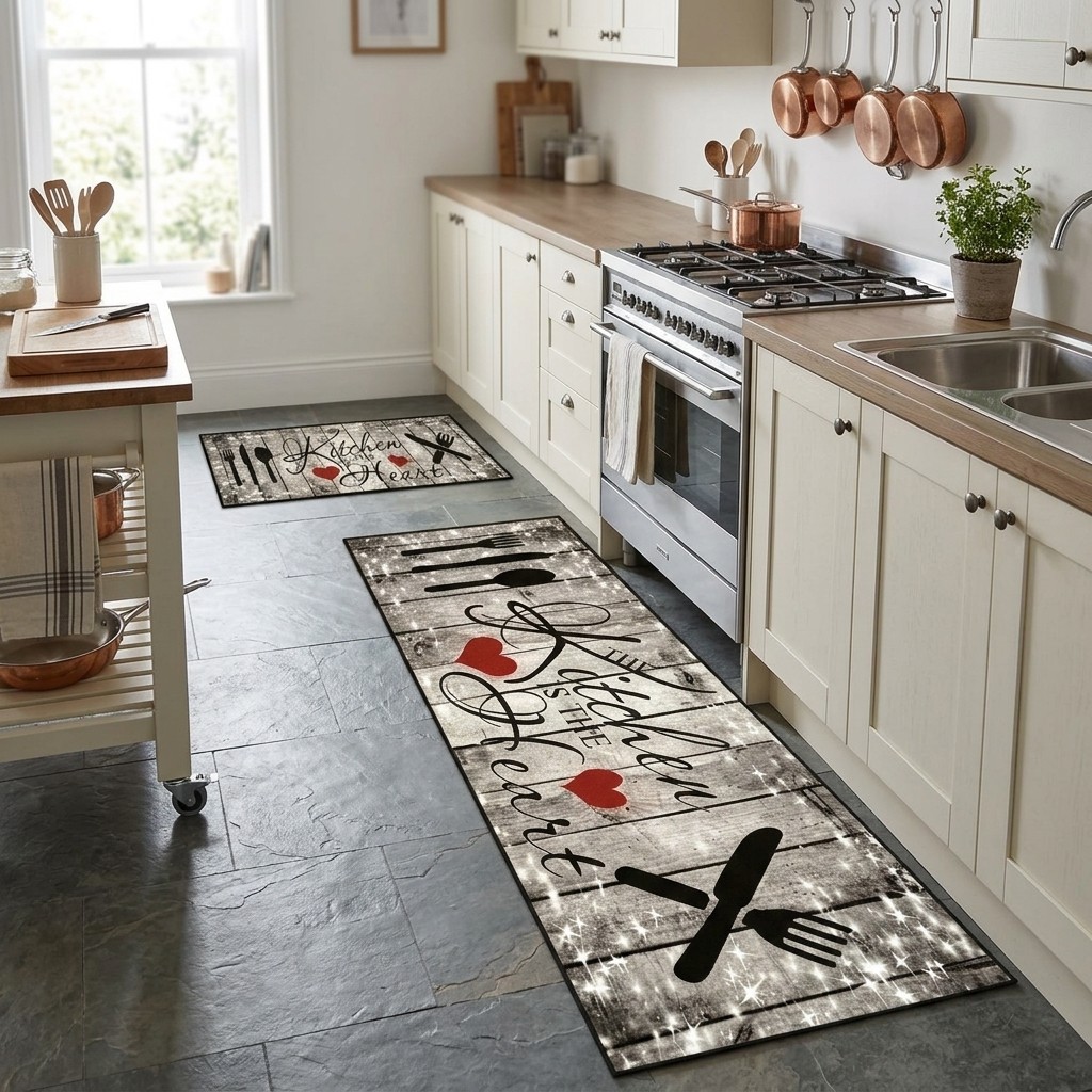 Kitchen Entryway Floor Mat American Style Wear Resistant Rug Non-slip Easy Care gallery
