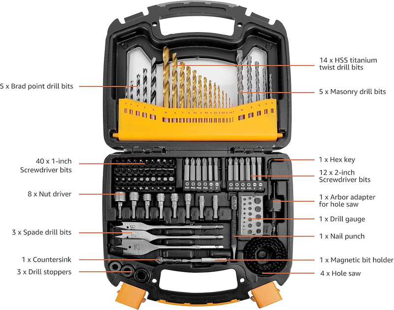 Drill & Driver Multi Bit Set, Alloy Steel Drill Bits for Metal, Wood, Plastic, M gallery
