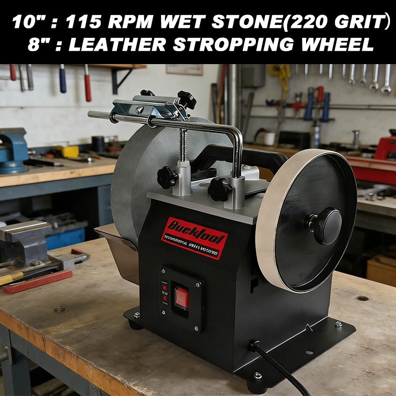 BUCKTOOL 10" knife grinder 1.6-Amp Two-Direction Water Cooled Wet Stone Grinder gallery