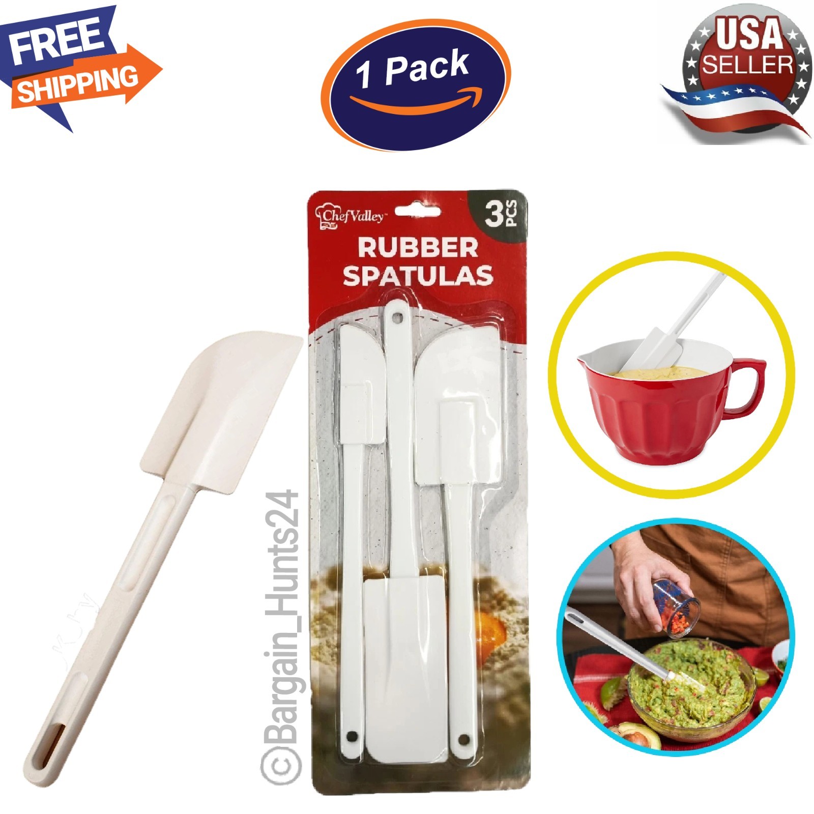 3Ct. Rubber Spatula Kitchen Utensils Set for Scraping Cooking Baking (Pack of 1) gallery