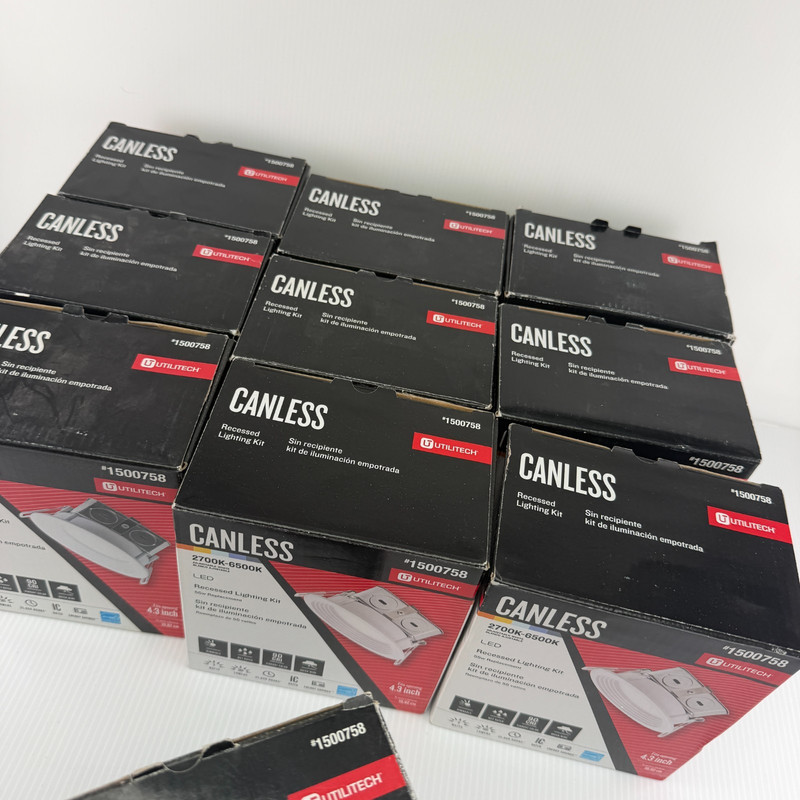 Lot 10 Utilitech Canless Recessed Lighting Kit 1500758 LED Adjustable White 4.3" gallery