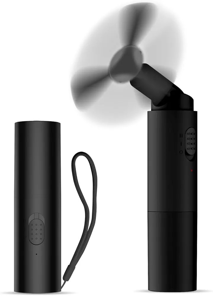 Handheld Or Desktop Mini Portable Fan Rechargeable 3000mAh USB Black gallery