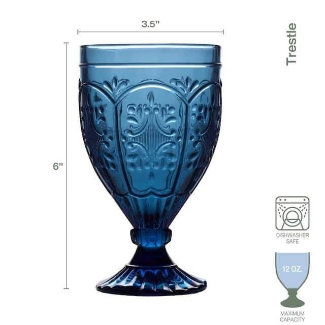 Fitz & Floyd “Trestle” Water or Beverage Glasses - Indigo (Set of 4) gallery