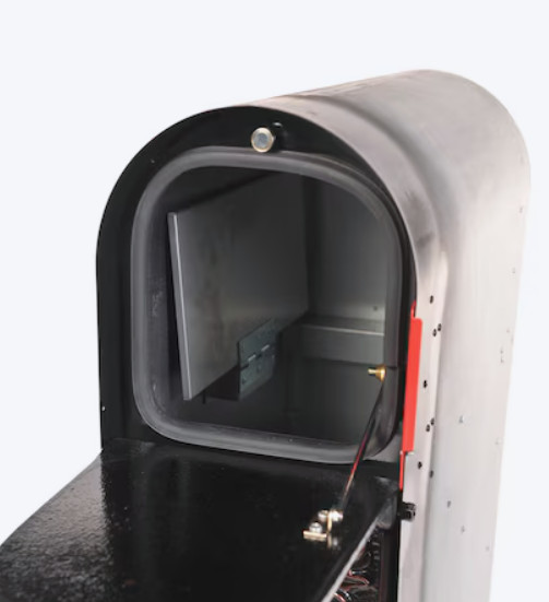 Decorative Cast Aluminum Mailbox Lockable Vault Column 2 Door "Brick In" Black gallery