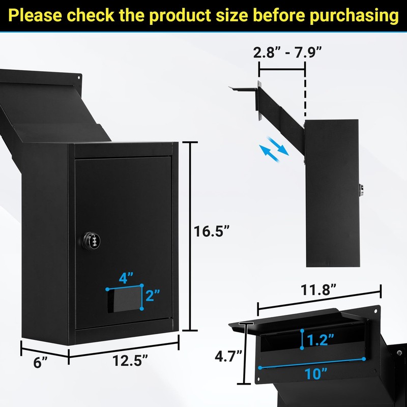 Toriexon Through The Wall Drop Box Deposit Safe, 16.5" x 12.5" x 6" Adjustabl... gallery