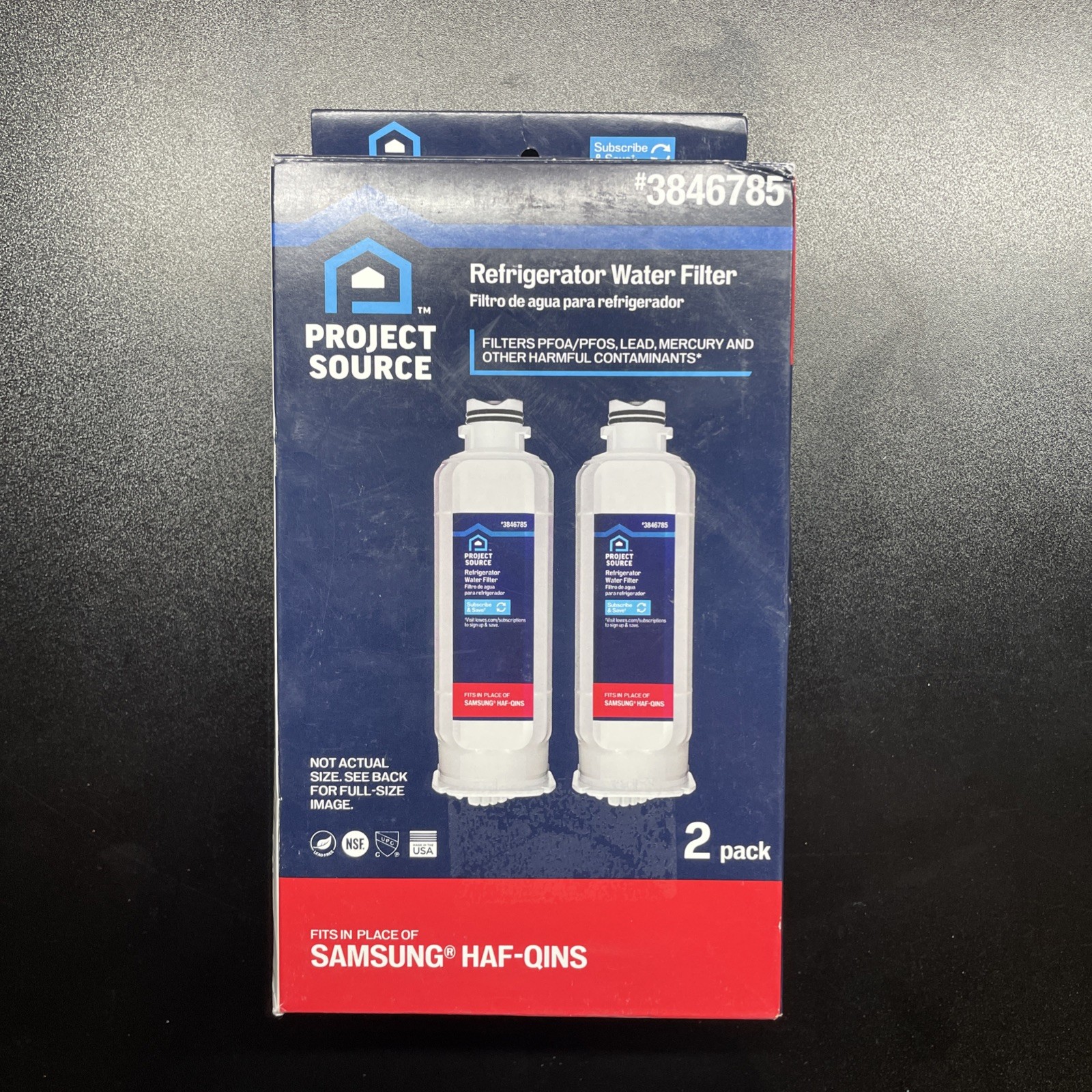 New Project Source Samsung HAF-QINS 3846785 Refrigerator Water Filter 2 Pack QTY gallery