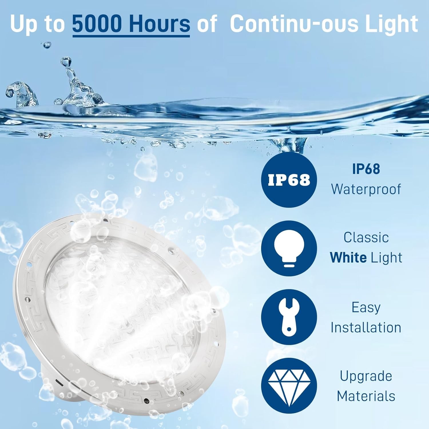 LED Pool Light 10 Inch for Inground Pool White AC120V Underwater Replacement gallery