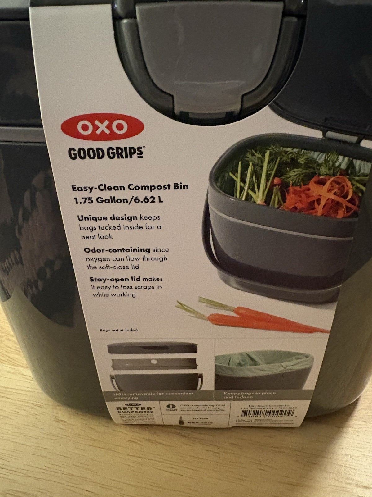 New OXO Good Grips Easy Clean Compost Bin Gray Kitchen Caddy Recycle 1.75 Gal gallery