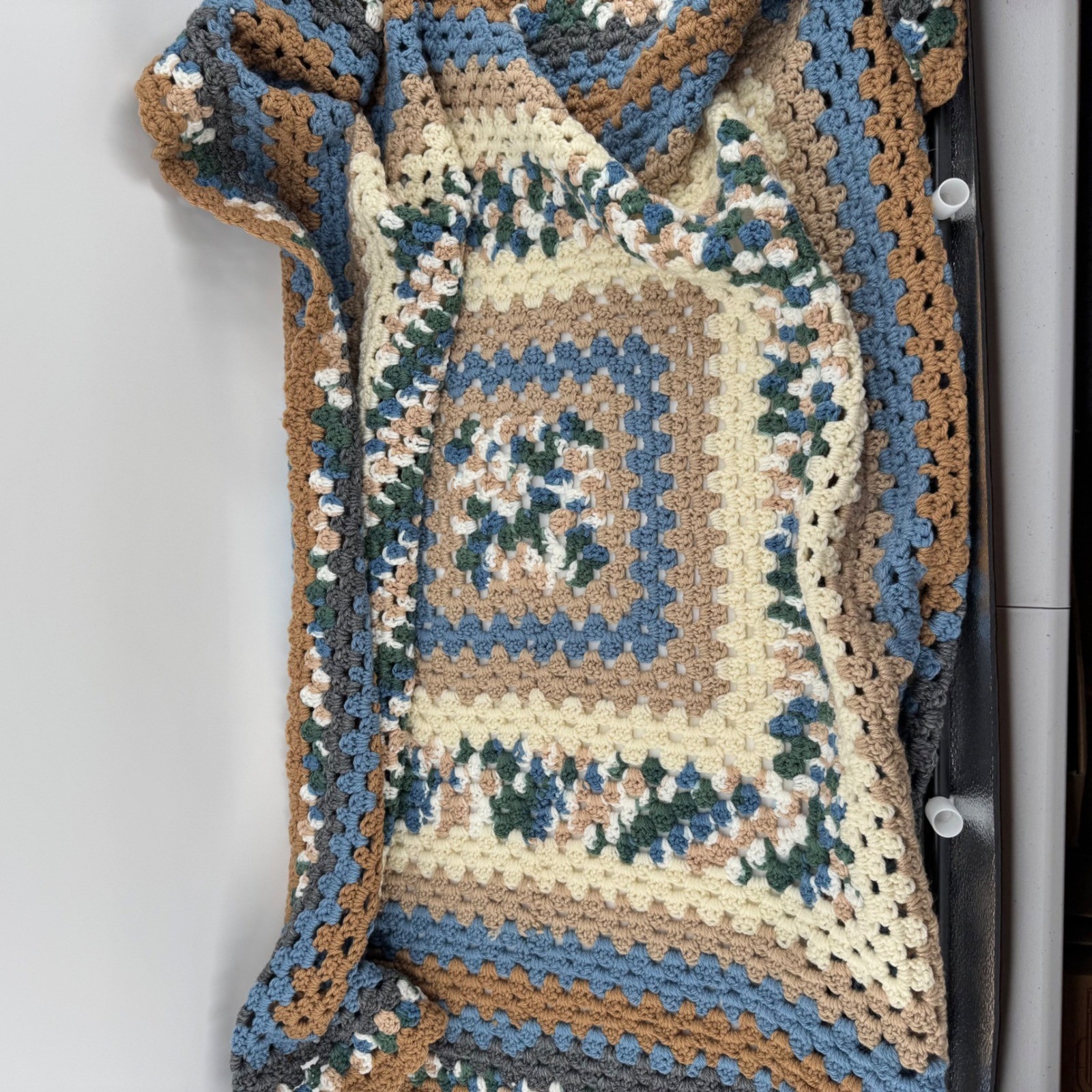 Handmade Crochet Granny Square Throw Afgan Lap Blanket 44x44 Boho Vintage Retro gallery
