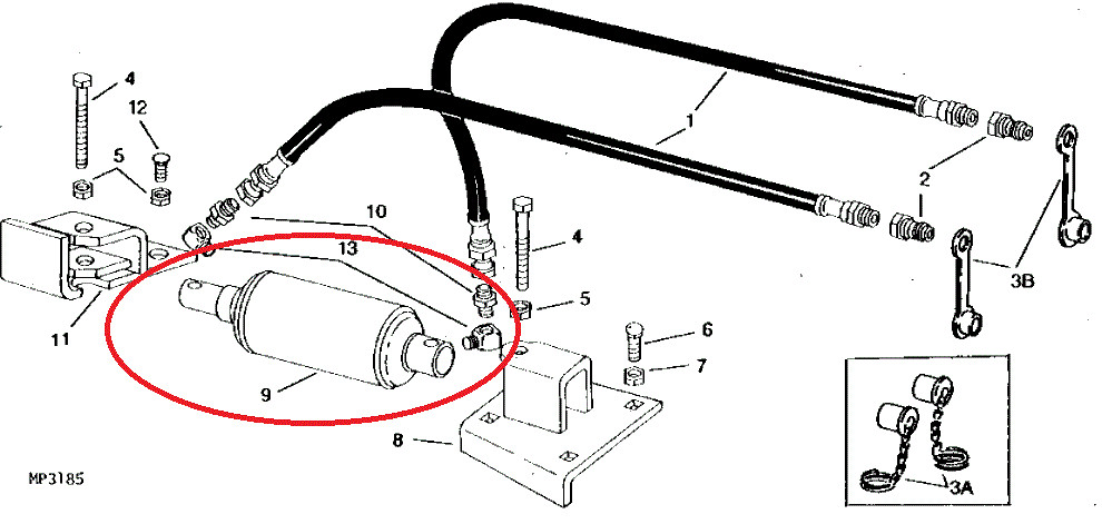 ANGLE HYDRAULIC CYLINDER RAM for John Deere 54", 56" Front Mount Snow Blade Plow gallery