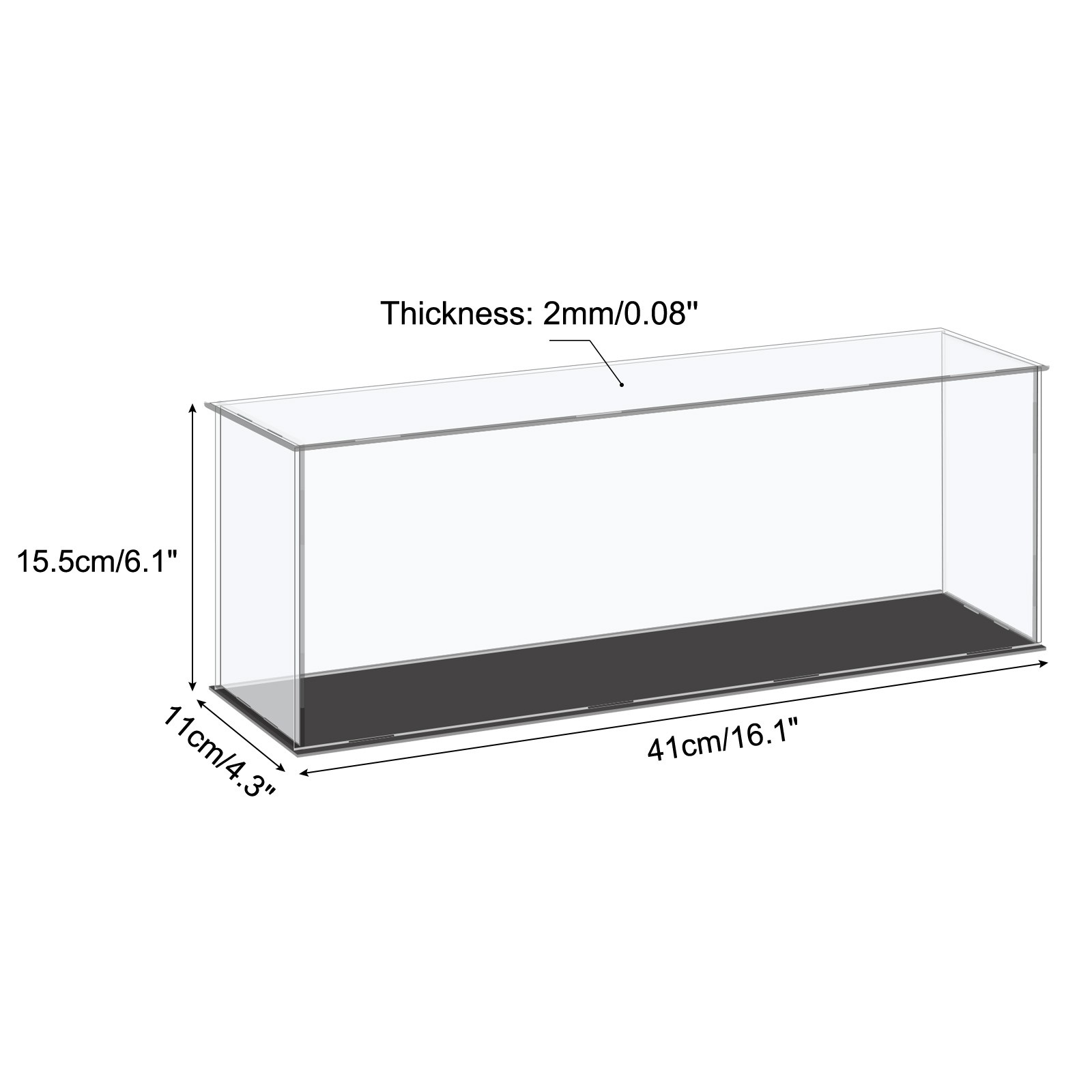 Acrylic Display Case Plastic Cube Storage Box Clear Small Showcase 41x11x15.5cm gallery
