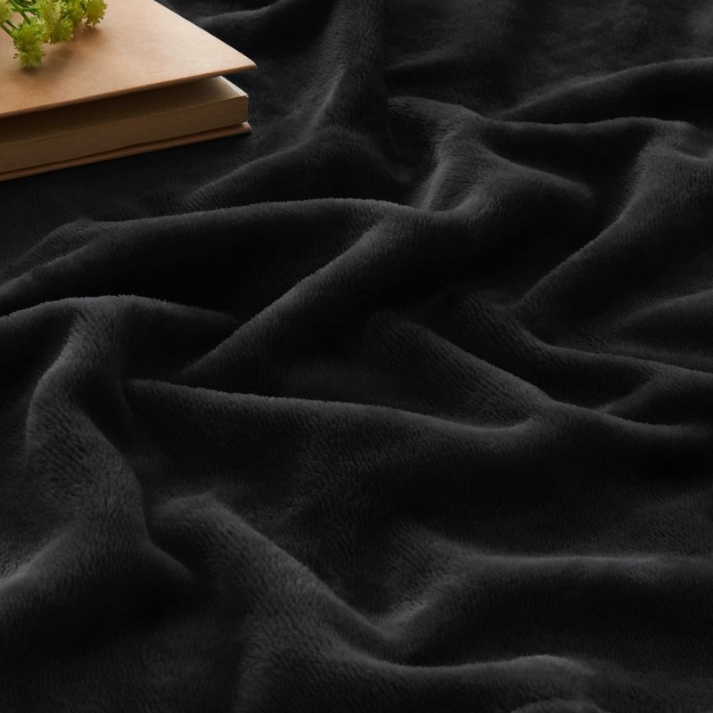 Fleece Blanket Black Throw Blankets for Couch & Bed, Luxury Plush Cozy Fuzzy gallery